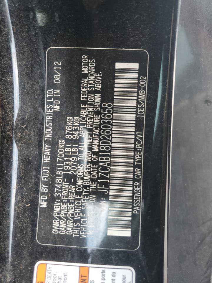 2013 Subaru Brz 2.0 Premium VIN: JF1ZCAB18D2603658 Lot: 62918795