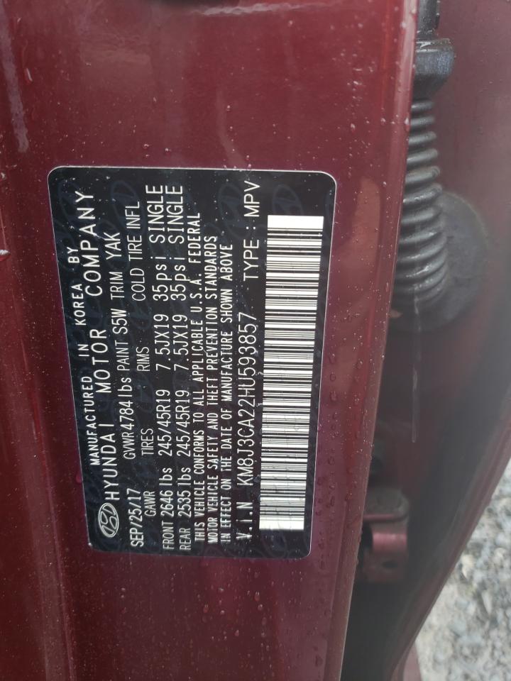 2017 Hyundai Tucson Limited VIN: KM8J3CA22HU593857 Lot: 60505135