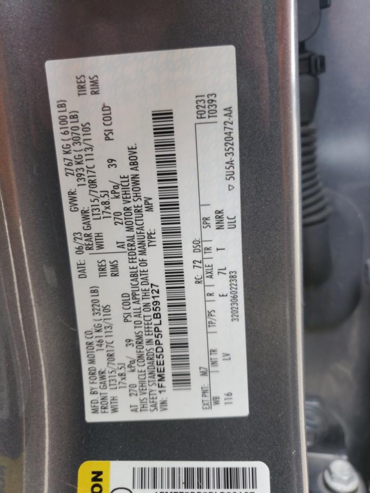 2023 Ford Bronco Base VIN: 1FMEE5DP5PLB59127 Lot: 62736075