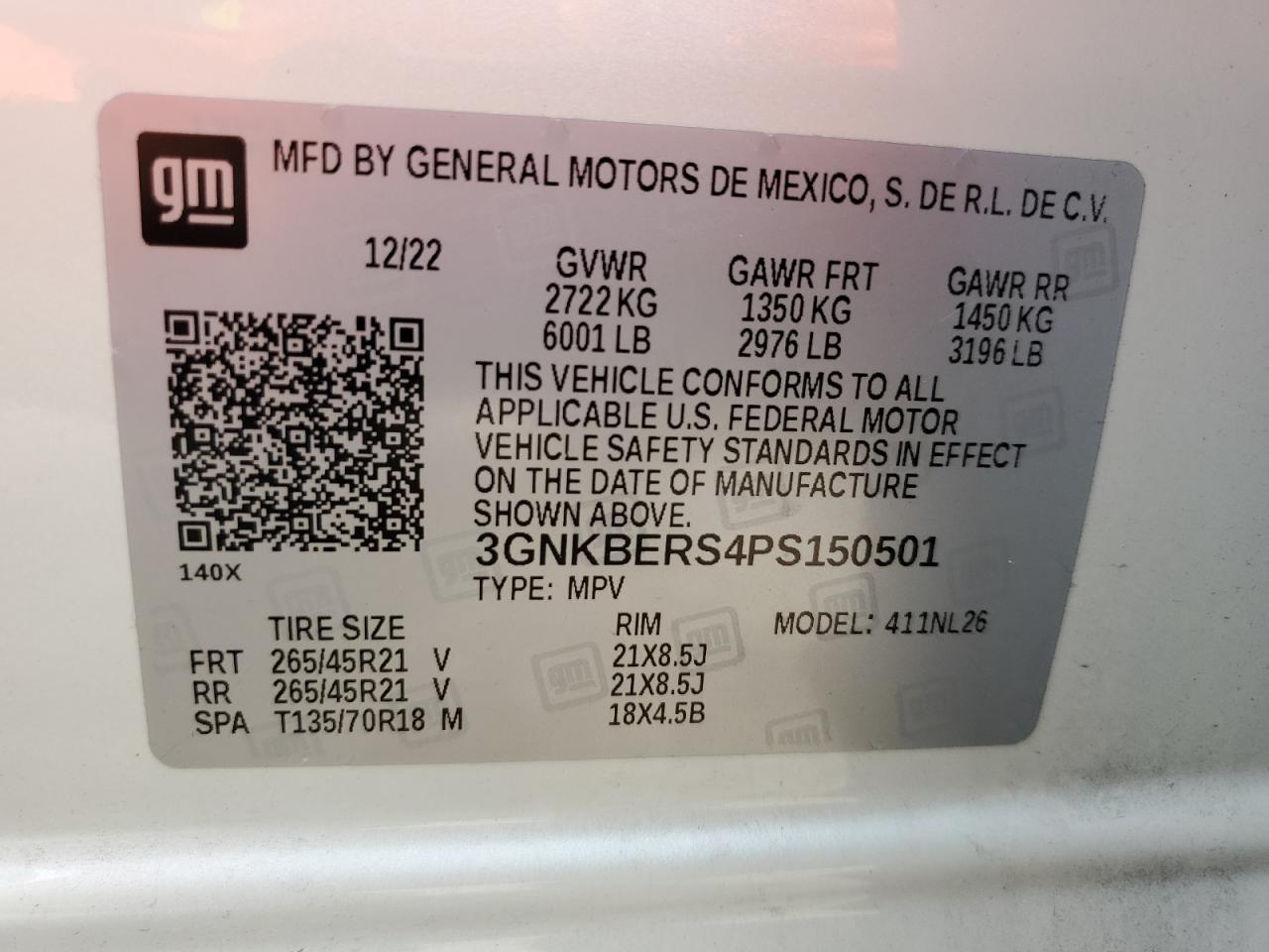 2023 Chevrolet Blazer Rs VIN: 3GNKBERS4PS150501 Lot: 62901525