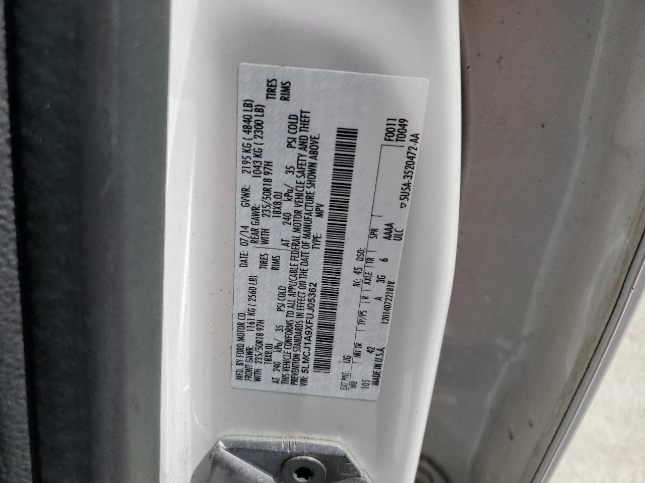 5lmcj1a9xfuj05362 5LMCJ1A9XFUJ05362 2015 Lincoln Mkc
