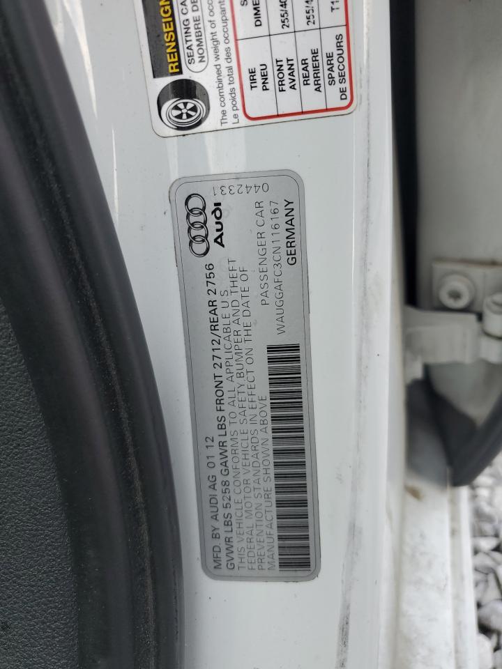 2012 Audi A6 Premium Plus VIN: WAUGGAFC3CN116167 Lot: 62644515