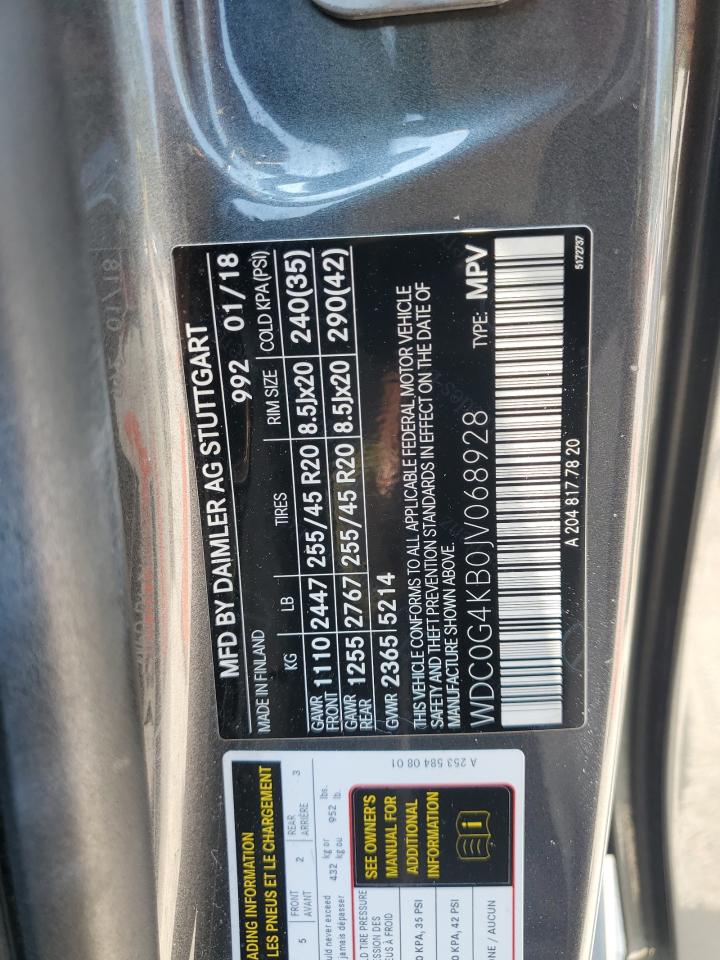 2018 Mercedes-Benz Glc 300 4Matic VIN: WDC0G4KB0JV068928 Lot: 62570745