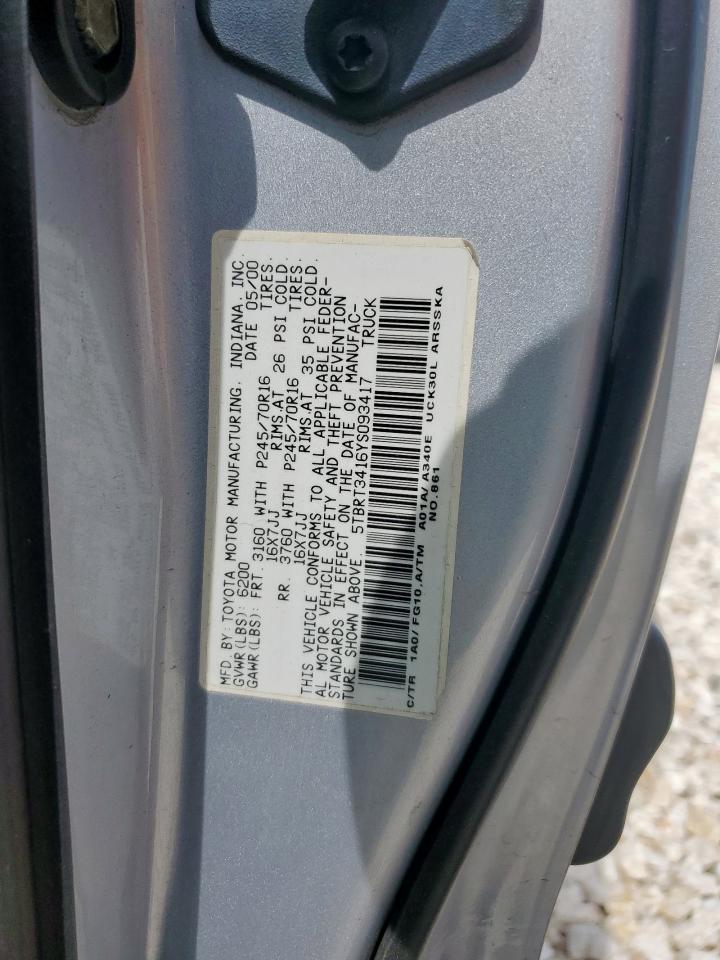 2000 Toyota Tundra Access Cab VIN: 5TBRT3416YS093417 Lot: 80290095