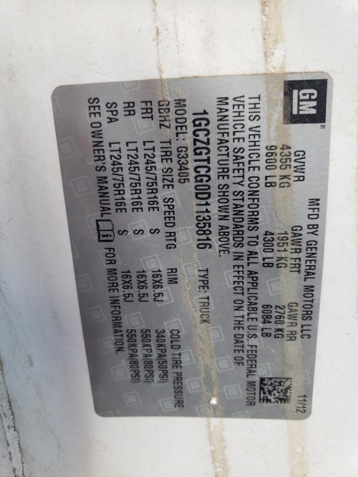 2013 Chevrolet Express G3500 VIN: 1GCZGTCG0D135816 Lot: 60458615