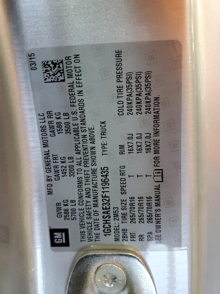 2015 Chevrolet Colorado VIN: 1GCHSAE32F1196435 Lot: 59115035