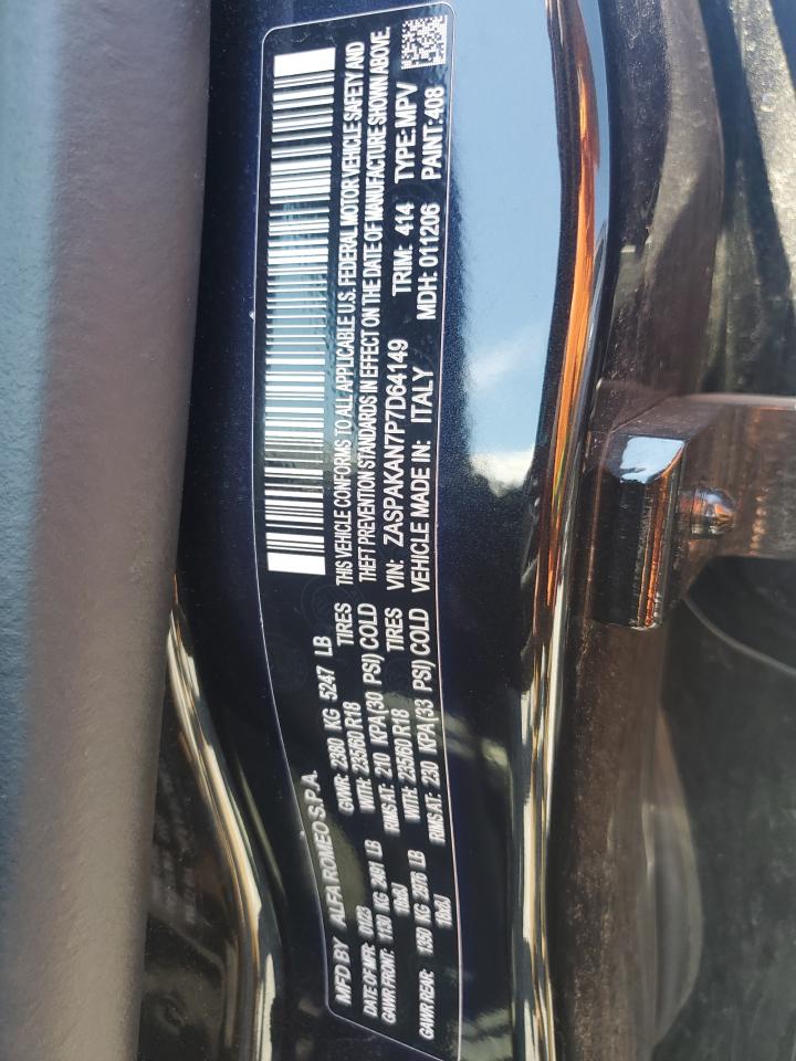 2023 Alfa Romeo Stelvio Sprint VIN: ZASPAKAN7P7D64149 Lot: 62989215
