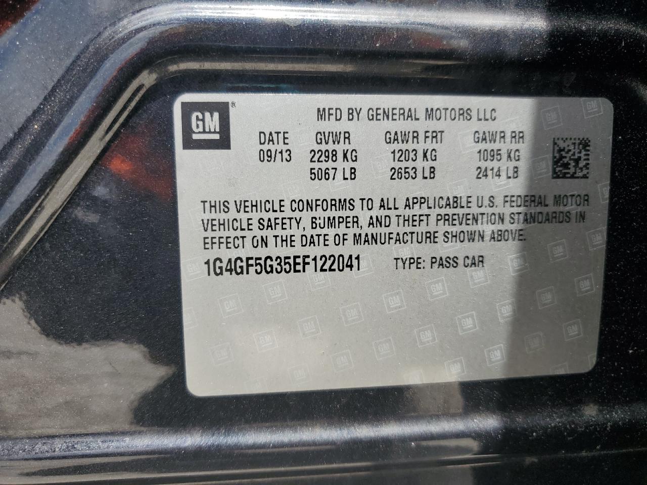 2014 Buick Lacrosse Touring VIN: 1G4GF5G35EF122041 Lot: 62361255