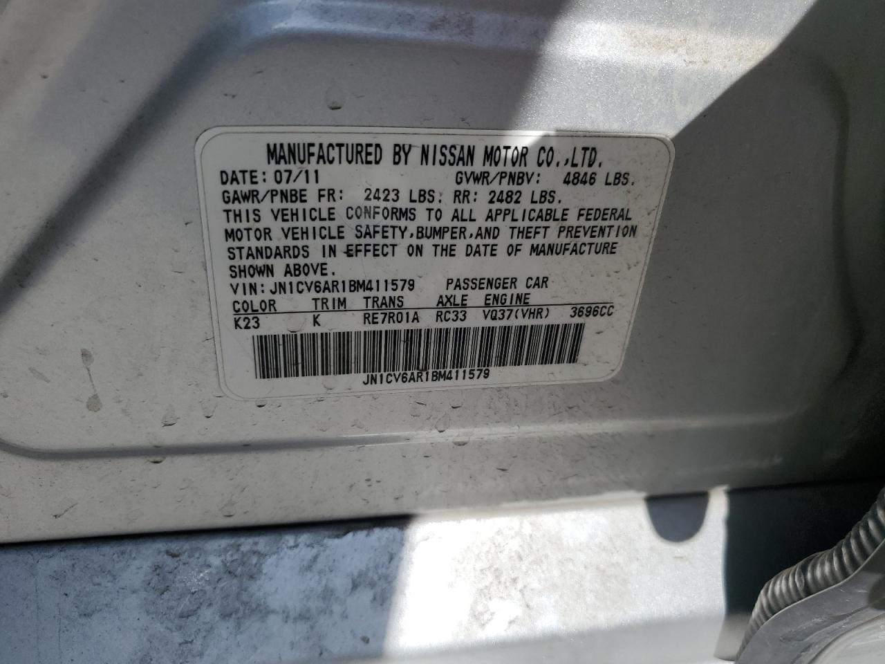 INFINITI G37 2011 VIN JN1CV6AR1BM411579 photo 12