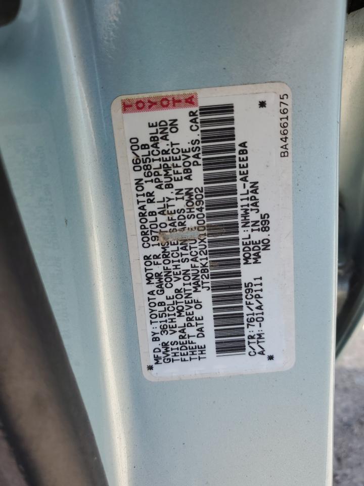 2001 Toyota Prius VIN: JT2BK12UX10004902 Lot: 59233085