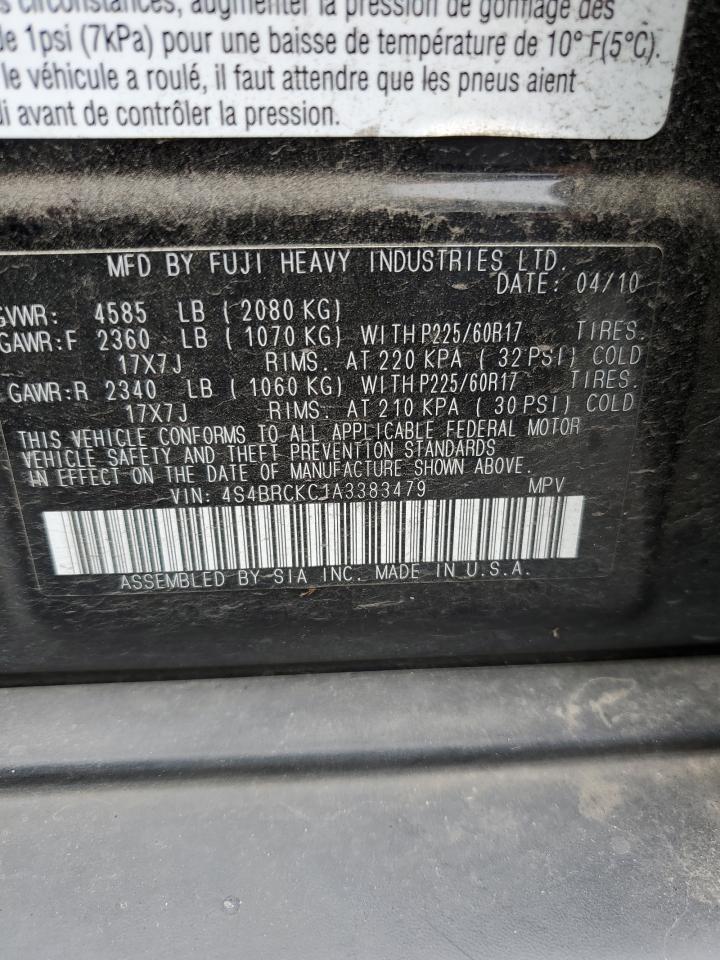 2010 Subaru Outback 2.5I Limited VIN: 4S4BRCKC1A3383479 Lot: 62240705