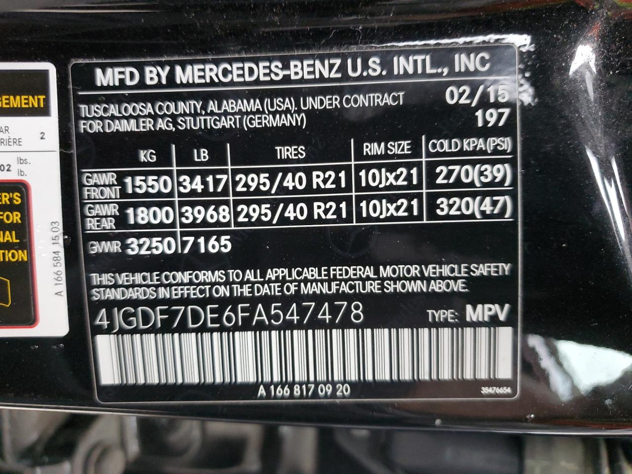 2015 Mercedes-Benz Gl 550 4Matic VIN: 4JGDF7DE6FA547478 Lot: 58502175