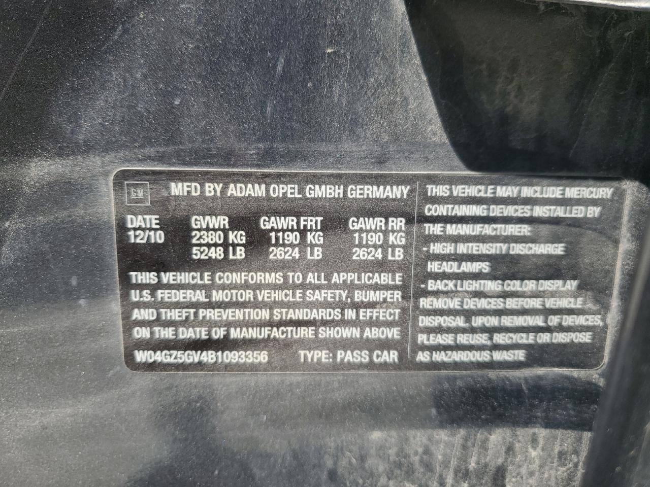2011 Buick Regal Cxl VIN: W04GZ5GV4B1093356 Lot: 61283155