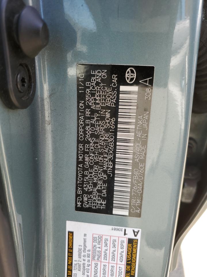 TOYOTA CAMRY 2011 VIN JTNBF3EK6B3011696 фото 12
