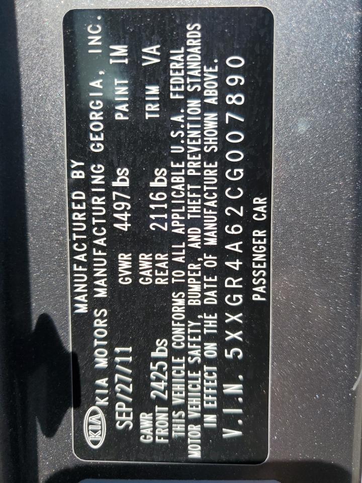 KIA OPTIMA 2012 VIN 5XXGR4A62CG007890 zdjęcie 12