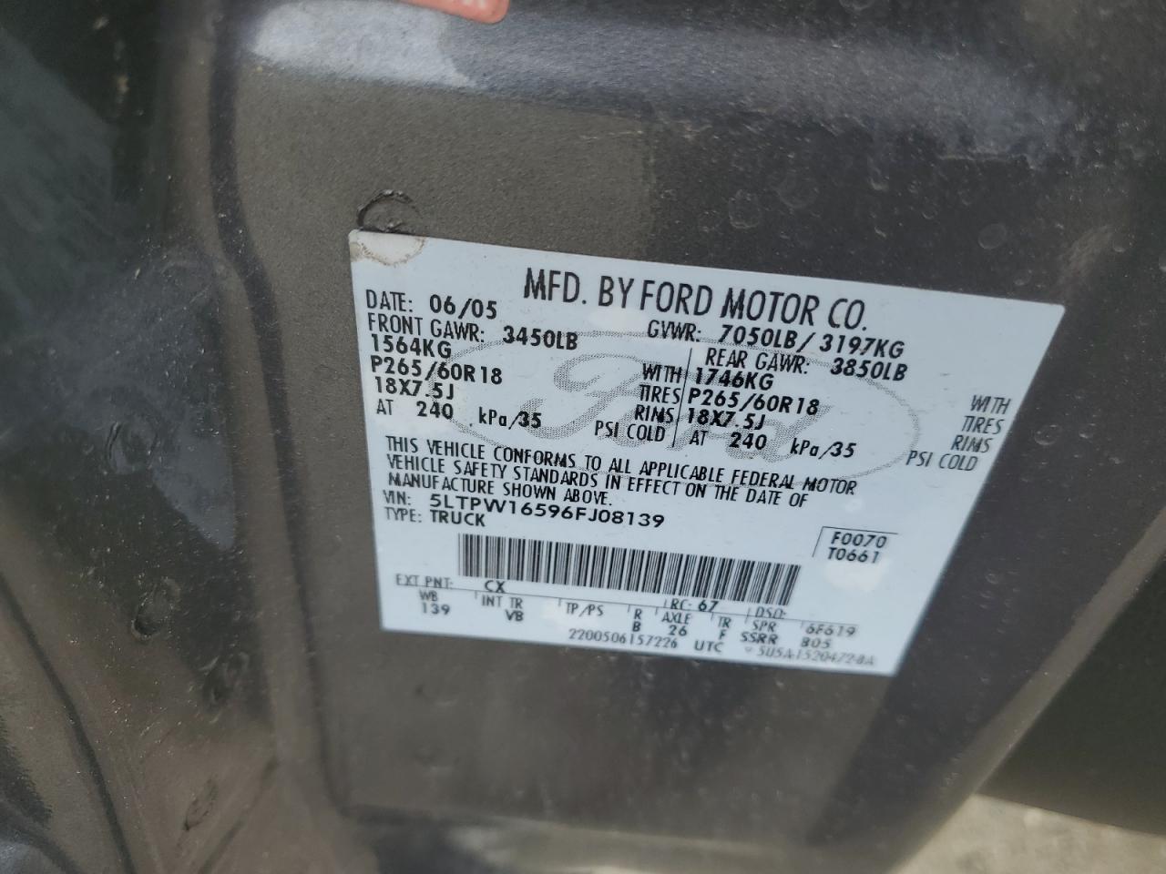 2006 Lincoln Mark Lt VIN: 5LTPW16596FJ08139 Lot: 59790545