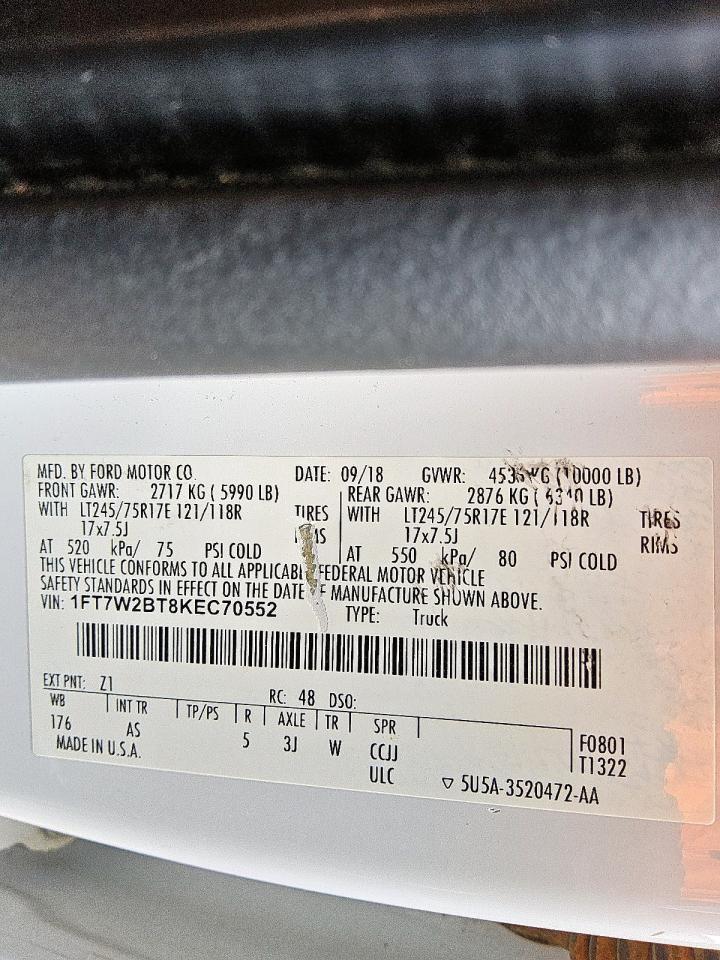 1FT7W2BT8KEC70552 FORD F250 2019
