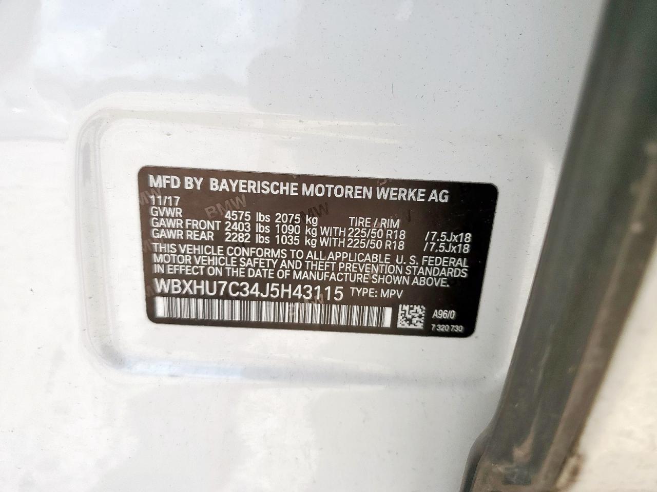 2018 BMW X1 Sdrive28I VIN: WBXHU7C34J5H43115 Lot: 61503395