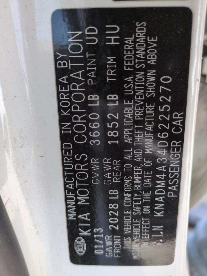 2013 Kia Rio Lx VIN: KNADM4A34D6225270 Lot: 61832035