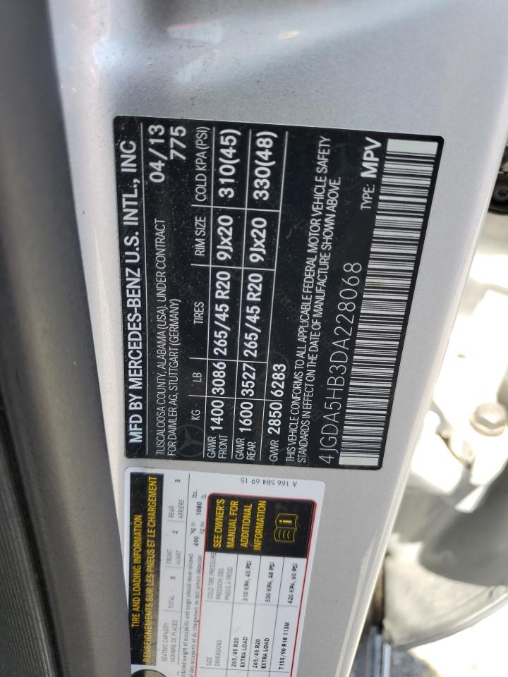 2013 Mercedes-Benz Ml 350 4Matic VIN: 4JGDA5HB3DA228068 Lot: 61541715