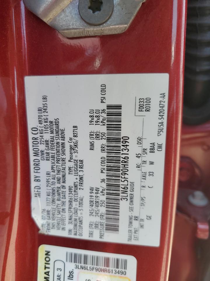 2017 Lincoln Mkz Reserve VIN: 3LN6L5F90HR613490 Lot: 60903225