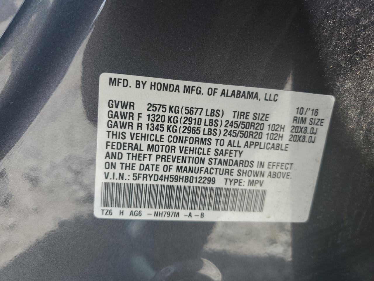 2017 Acura Mdx Technology VIN: 5FRYD4H59HB012299 Lot: 61800815