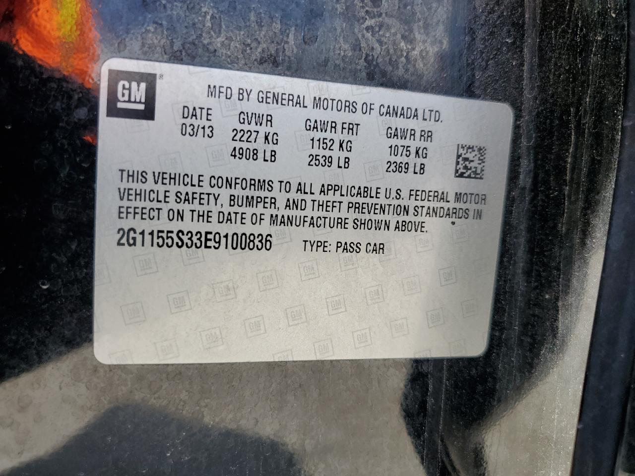 2014 Chevrolet Impala Ltz VIN: 2G1155S33E9100836 Lot: 61579135