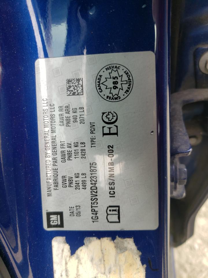 2013 Buick Verano Premium VIN: 1G4PT5SV2D4231875 Lot: 60610185