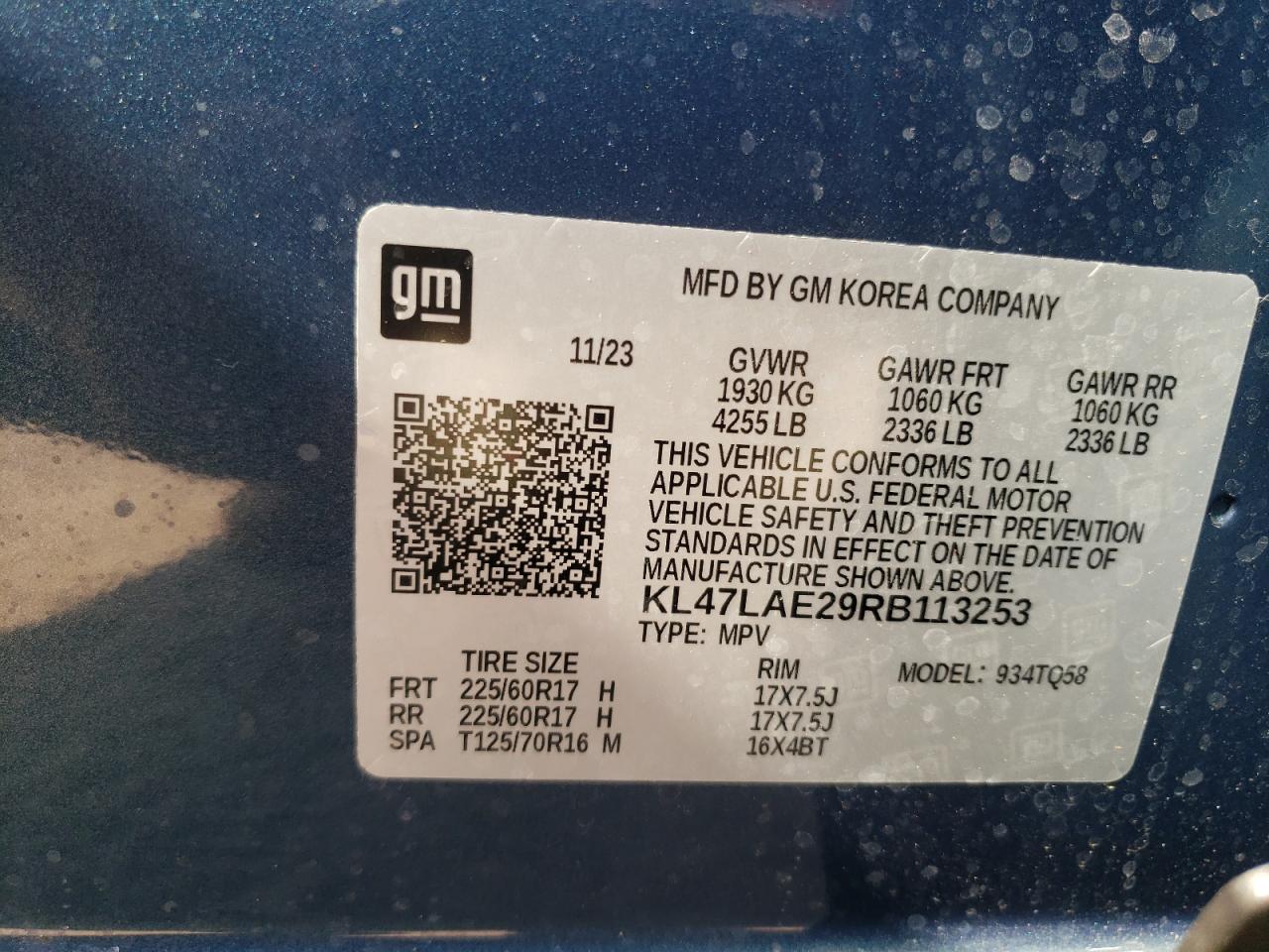 2024 Buick Envista Preferred VIN: KL47LAE29RB113253 Lot: 60421045