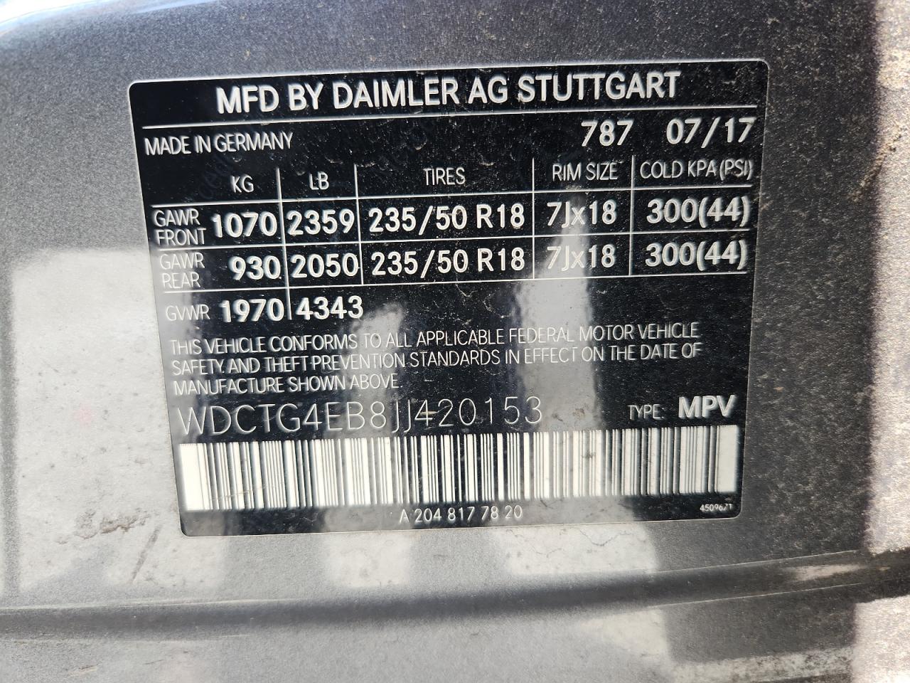 2018 Mercedes-Benz Gla 250 VIN: WDCTG4EB8JJ420153 Lot: 62580975