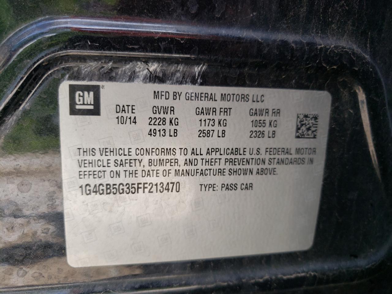 BUICK LACROSSE 2015 VIN 1G4GB5G35FF213470 фото 12