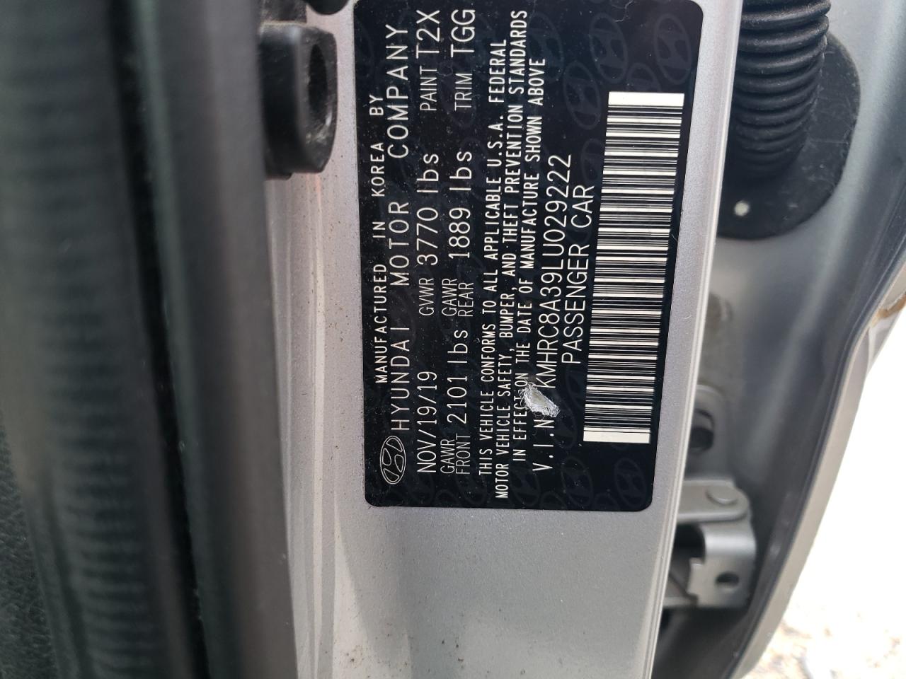 2020 Hyundai Venue Sel VIN: KMHRC8A39LU029222 Lot: 61083285