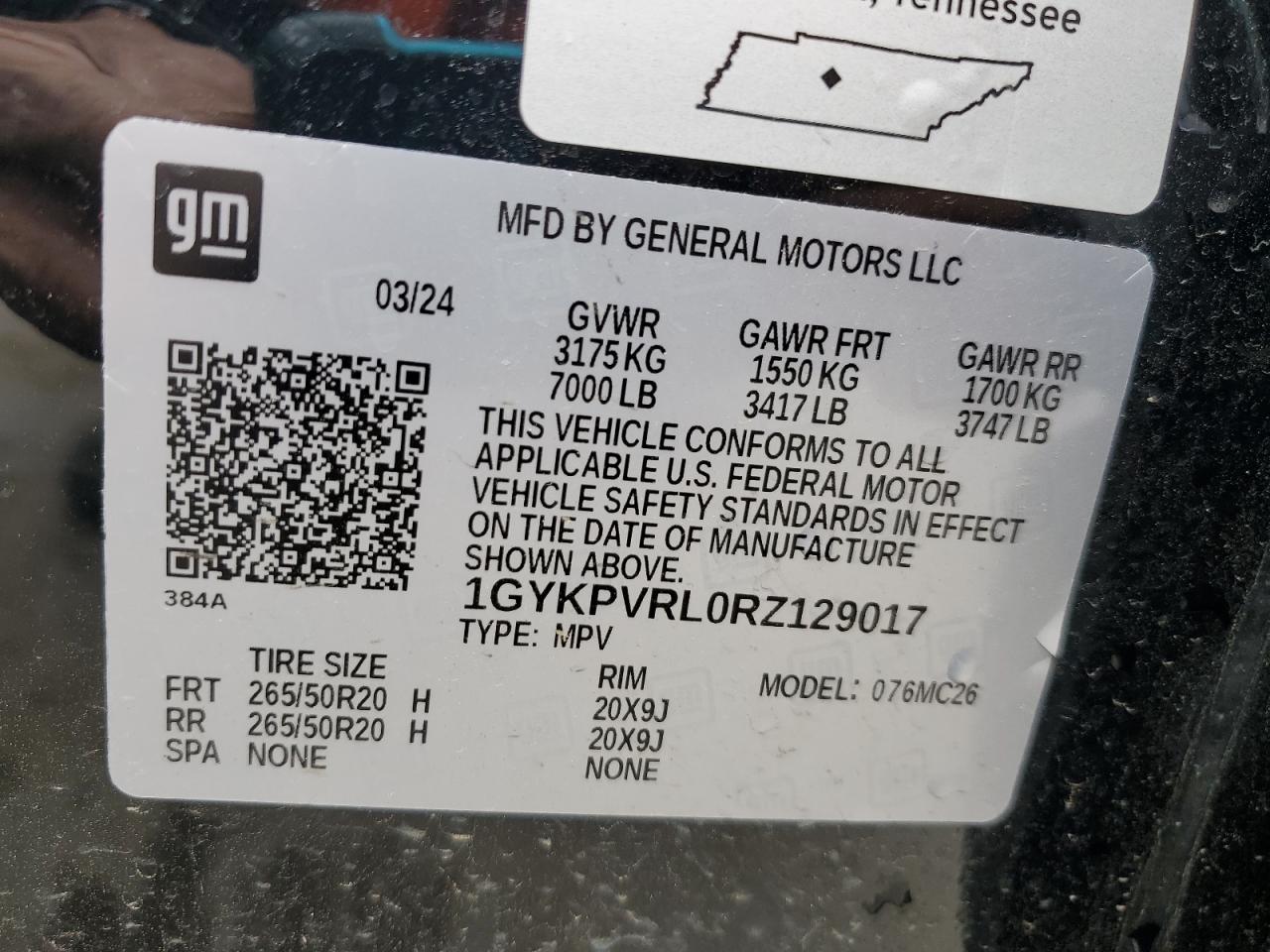 2024 Cadillac Lyriq Sport VIN: 1GYKPVRL0RZ129017 Lot: 59720325