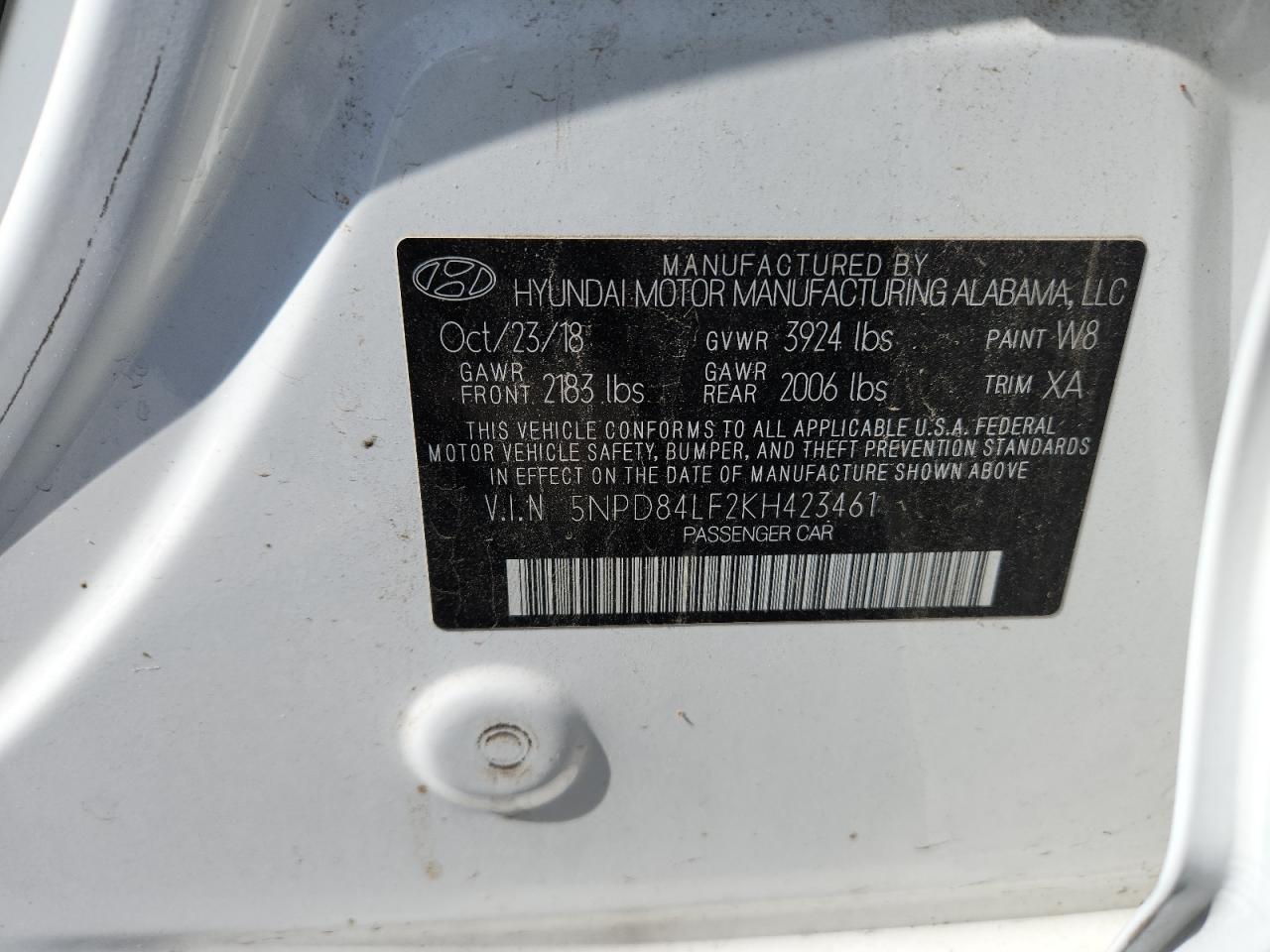 2019 Hyundai Elantra Sel VIN: 5NPD84LF2KH423461 Lot: 61930265