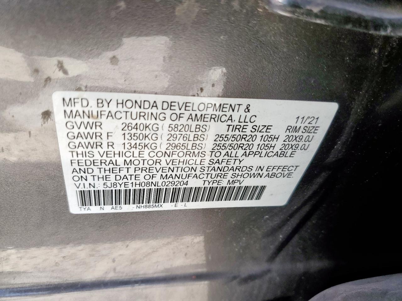 2022 Acura Mdx A-Spec VIN: 5J8YE1H08NL029204 Lot: 61368495