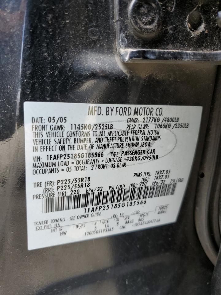 2005 Ford Five Hundred Limited VIN: 1FAFP25185G185566 Lot: 59765955