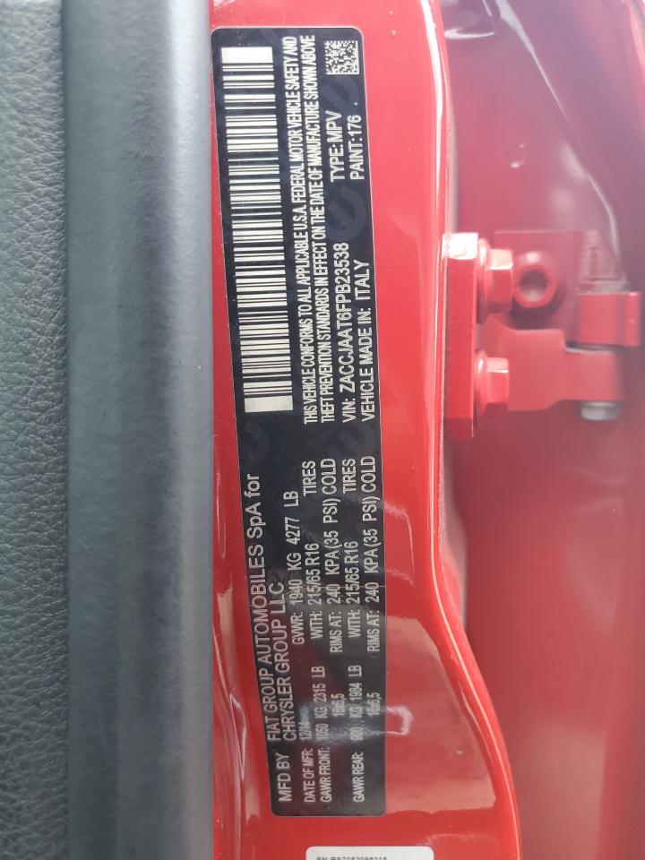 2015 Jeep Renegade Sport VIN: ZACCJAAT6FPB23538 Lot: 58913185