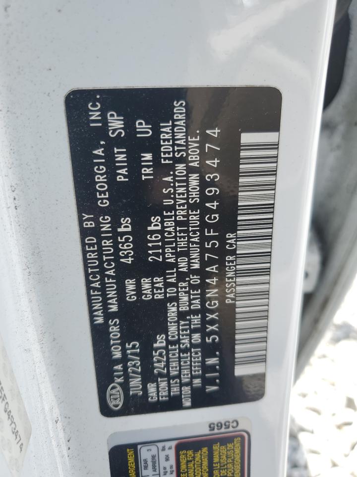 2015 Kia Optima Ex VIN: 5XXGN4A75FG493474 Lot: 62724205