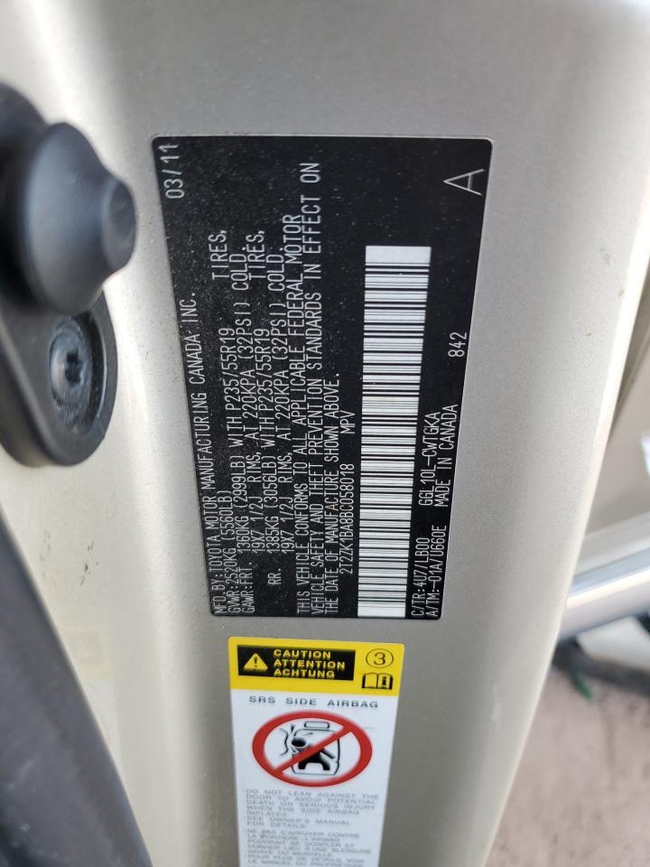 LEXUS RX350 2011 VIN 2T2ZK1BA8BC058018 photo 14