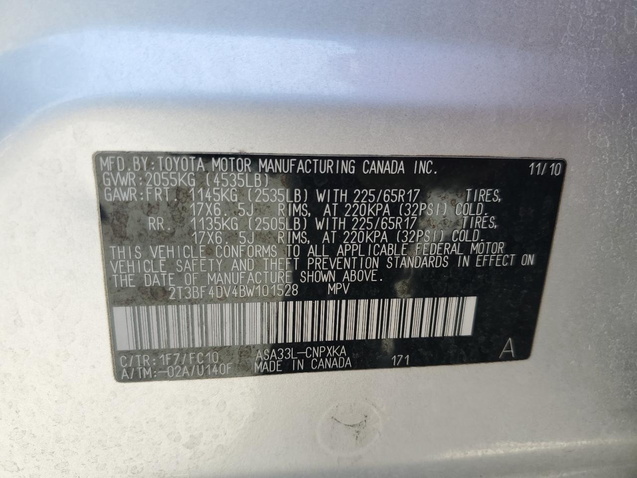 TOYOTA RAV4 2011 VIN 2T3BF4DV4BW101528 photo 13