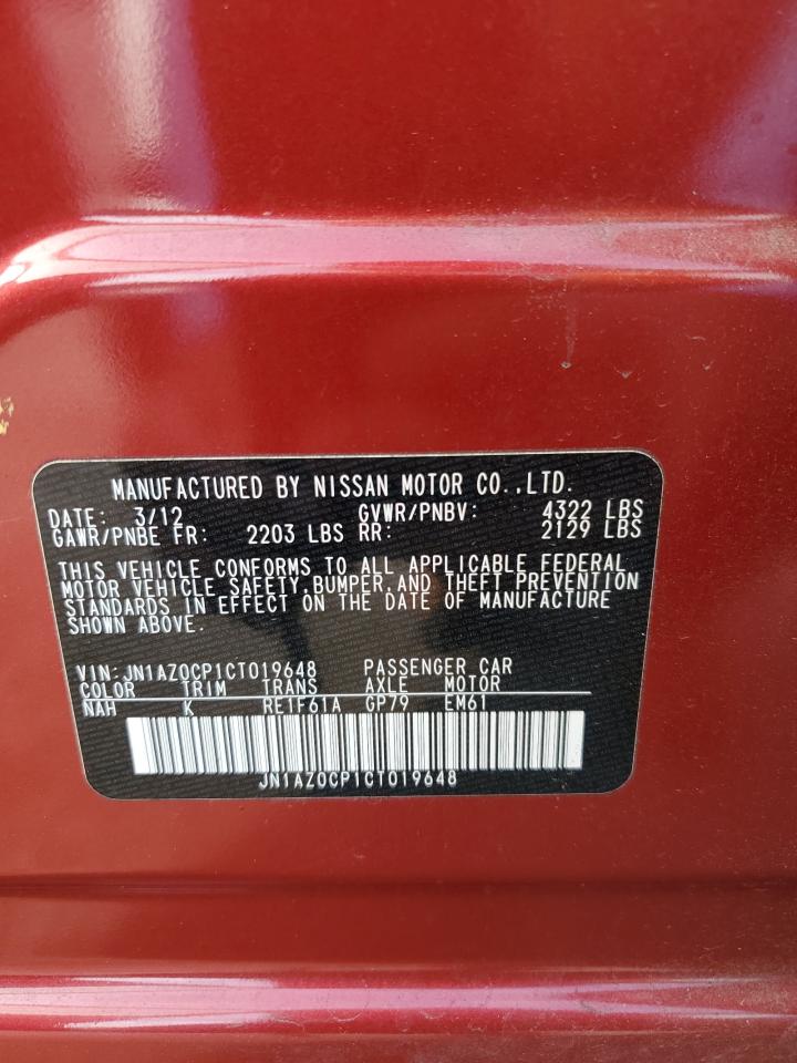 2012 Nissan Leaf Sv VIN: JN1AZ0CP1CT019648 Lot: 60969015
