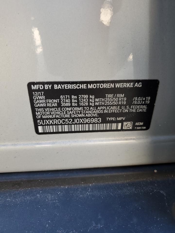 2018 BMW X5 xDrive35I VIN: 5UXKR0C52J0X96983 Lot: 61926125