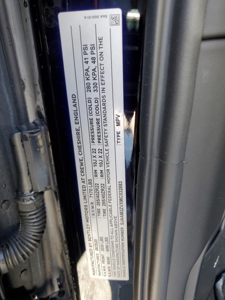 2021 Bentley Bentayga VIN: SJAAM2ZVXMC032883 Lot: 60319635