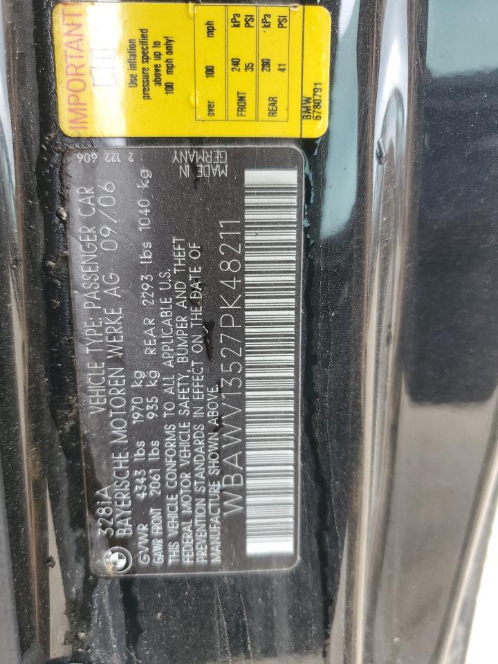 2007 BMW 328 I Sulev VIN: WBAWV13527PK48211 Lot: 62779905