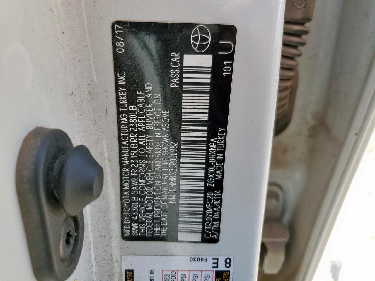 2018 Toyota C-Hr Xle VIN: NMTKHMBX3JR030982 Lot: 60176845
