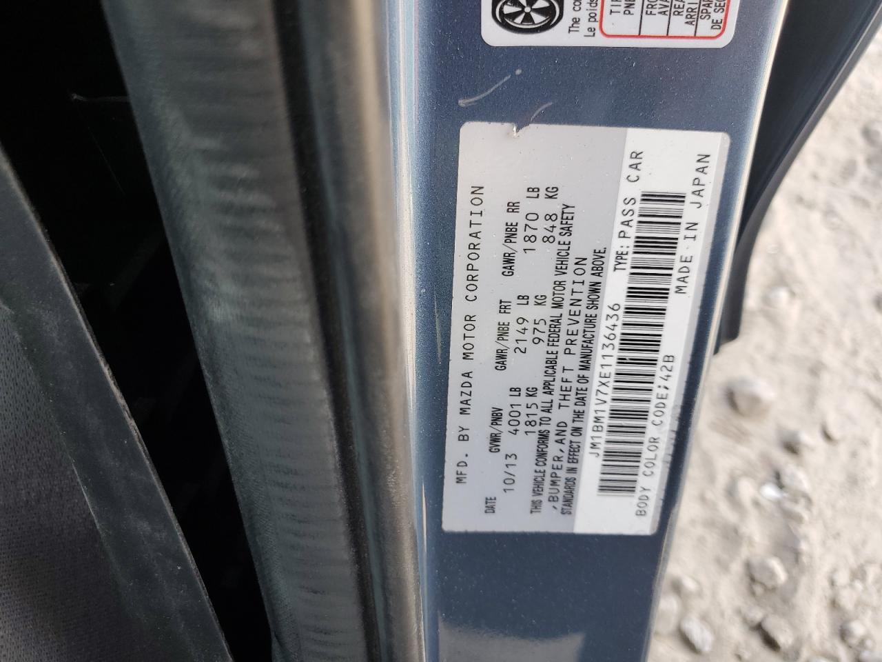 2014 Mazda 3 Touring VIN: JM1BM1V7XE1136436 Lot: 62712855
