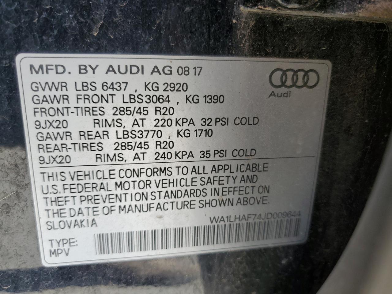AUDI Q7 2018 VIN WA1LHAF74JD009644 фото 13