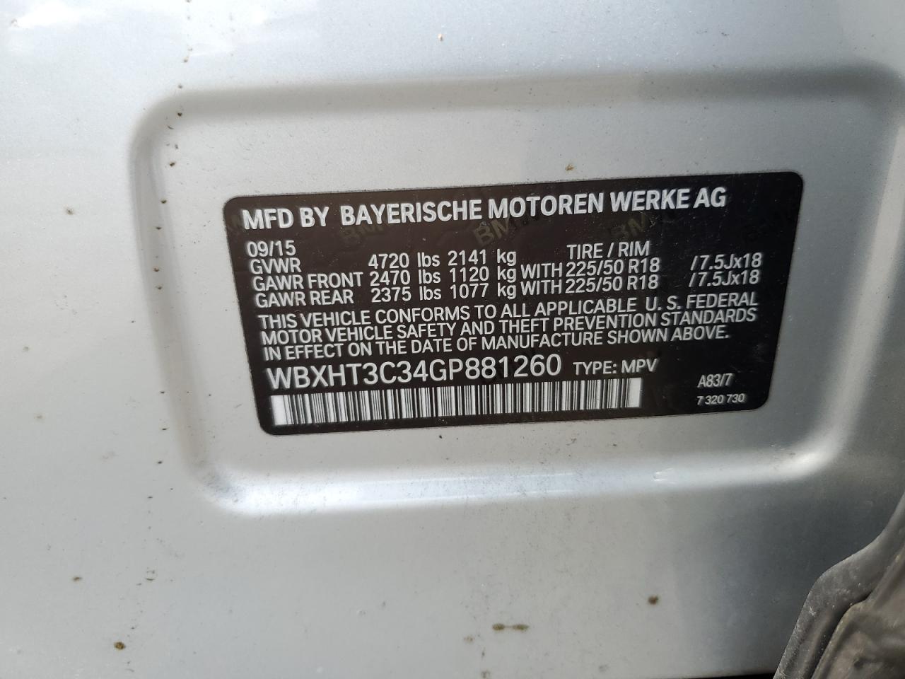 2016 BMW X1 xDrive28I VIN: WBXHT3C34GP881260 Lot: 62575955