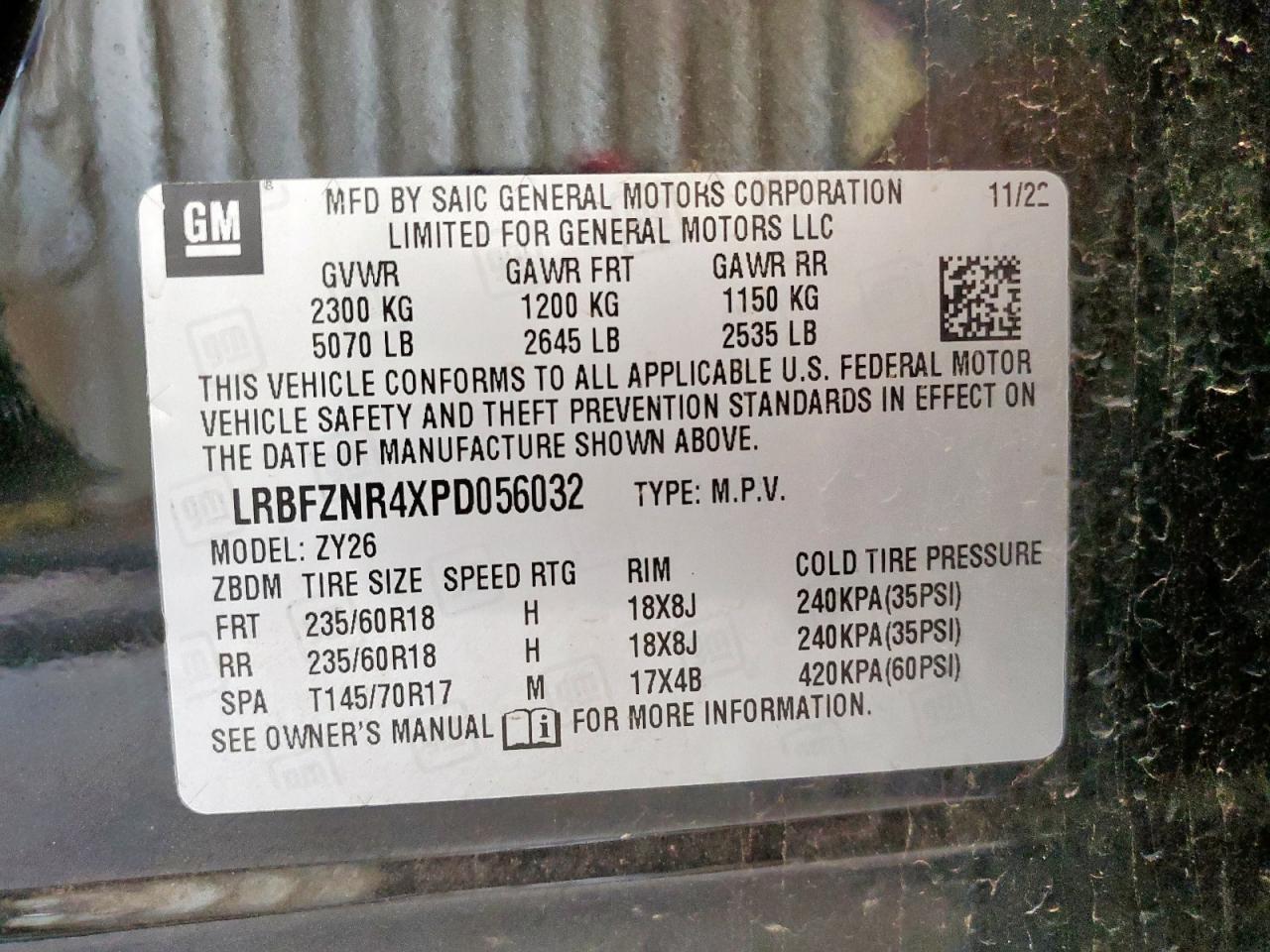 2023 Buick Envision Essence VIN: LRBFZNR4XPD056032 Lot: 61570095