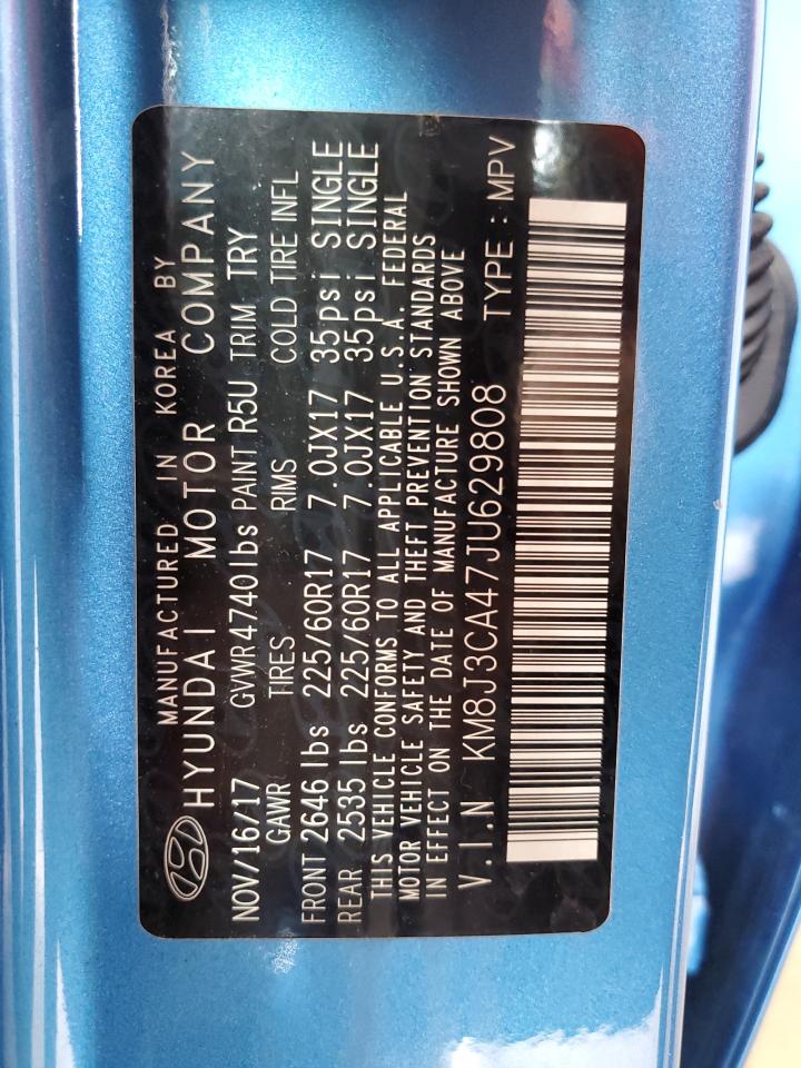 2018 Hyundai Tucson Sel VIN: KM8J3CA47JU629808 Lot: 60780205